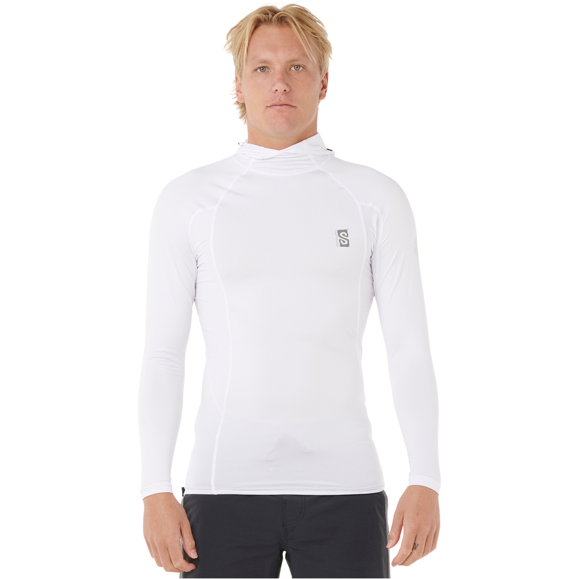 2026 Rip Curl Männer Suche UPF Performance Kapuzen-Langarm-Lycra-Weste 16IMRV - White